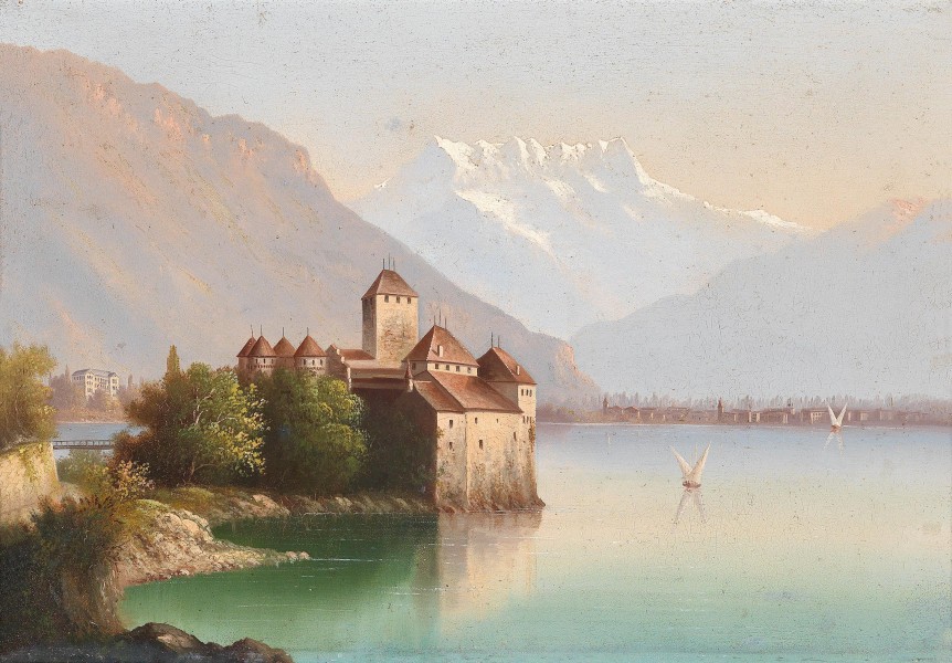 Hubert Sattler (zugeschr.) - Blick auf Schloß Chillon am Genfer See