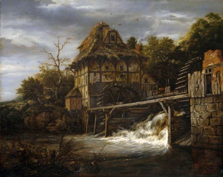 Jacob Isaacksz. van Ruisdael - Two Undershot Watermills with Men Opening a Sluice - WGA20480