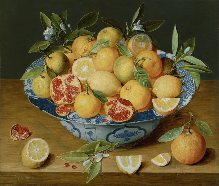 Jacob van Hulsdonck (Flemish - Still Life with Lemons, Oranges and a Pomegranate - Google Art Project