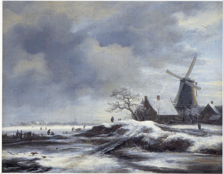 Jacob van Ruisdael - Winter Landscape with a Windmill