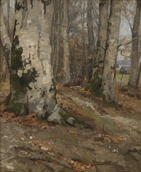 Jahn Ekenæs - Skogsinteriør med bøk (1895)