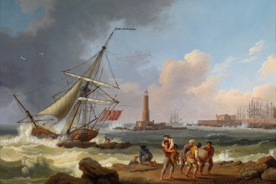 Jakob Philipp Hackert - Der Hafen von Livorno mit der Rettung Schiffbrüchiger