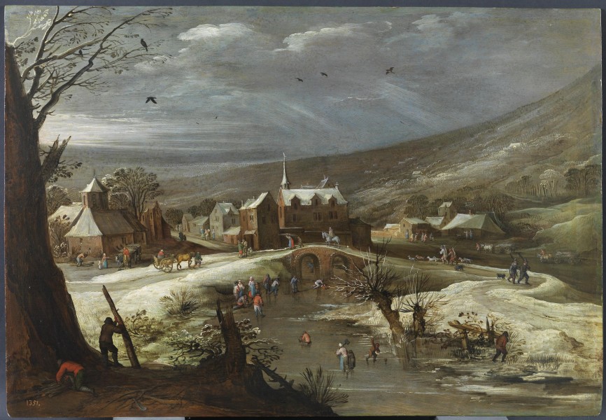 Jan Brueghel (I) and Joos de Momper (II) - Landscape with skaters