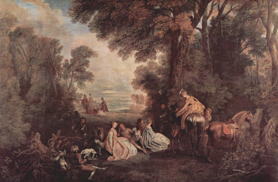 Jean-Antoine Watteau, The Halt during the Chase (c. 1718–1720)