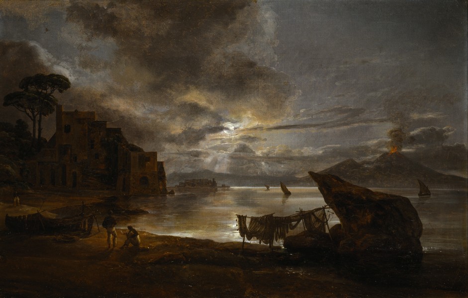Johan Christian Claussen Dahl - Bugten ved Napoli i måneskin (1821)