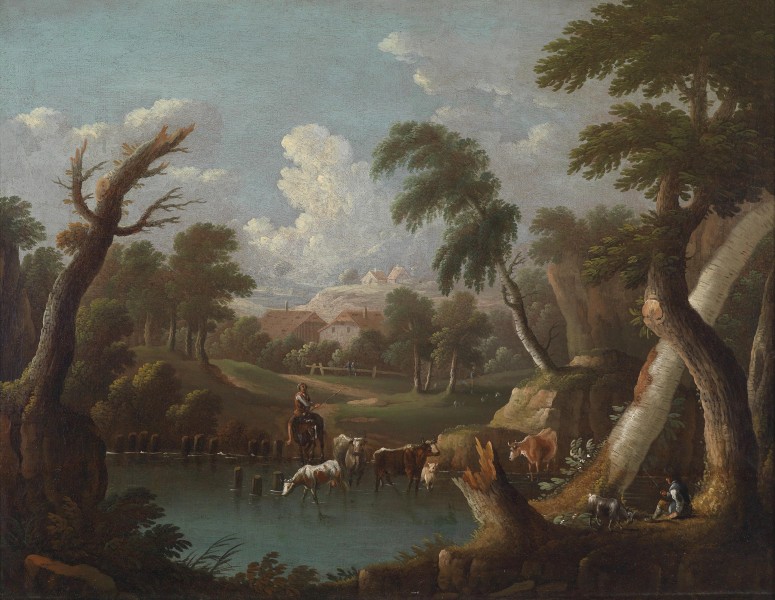 Johann Georg von Bemmel Bergige Landschaft mit trinkendem Vieh