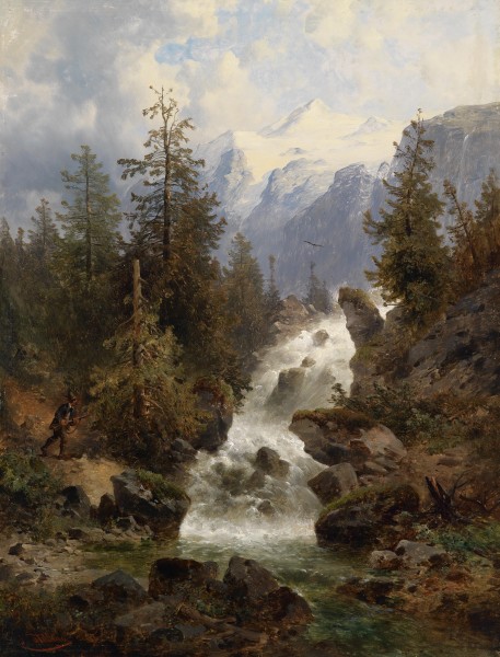 Josef Thoma Jäger am Wasserfall