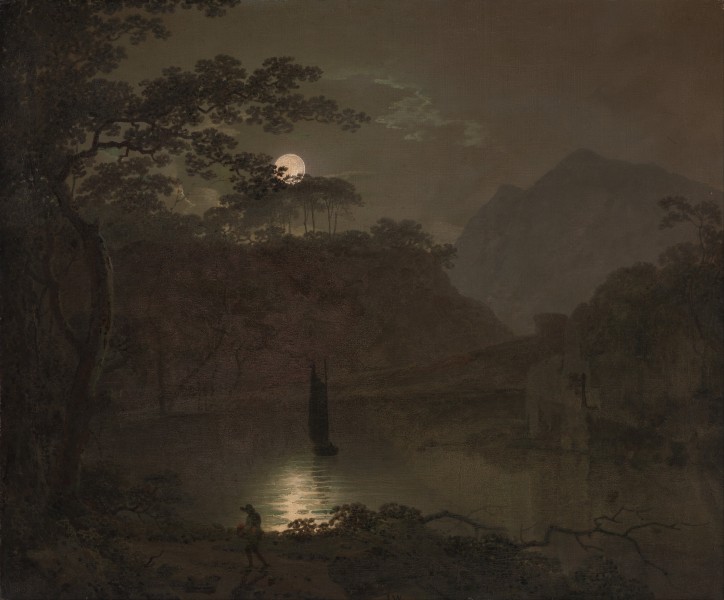 Joseph Wright of Derby - A Lake by Moonlight - Google Art Project