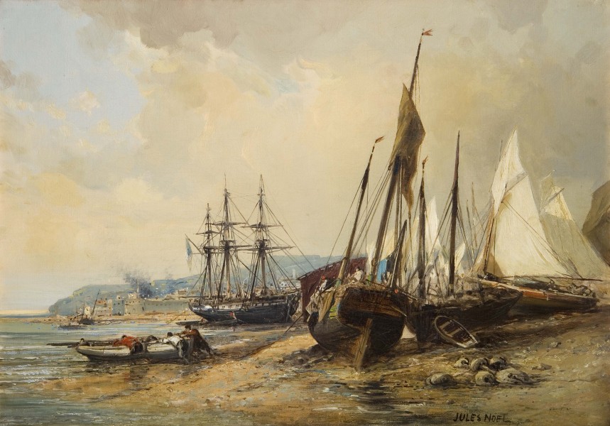 Jules Noël - Des voiliers dans le port d'Alger (1868)