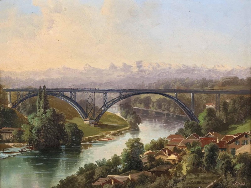 Karl Fuchs Eisenbahnbrücke über die Aare bei Bern