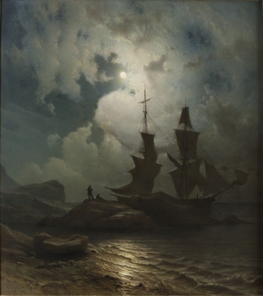 Knud Andreassen Baade - Måneskinn på den norske kyst (1857)