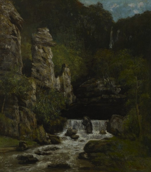 Landscape with Waterfall by Gustave Courbet