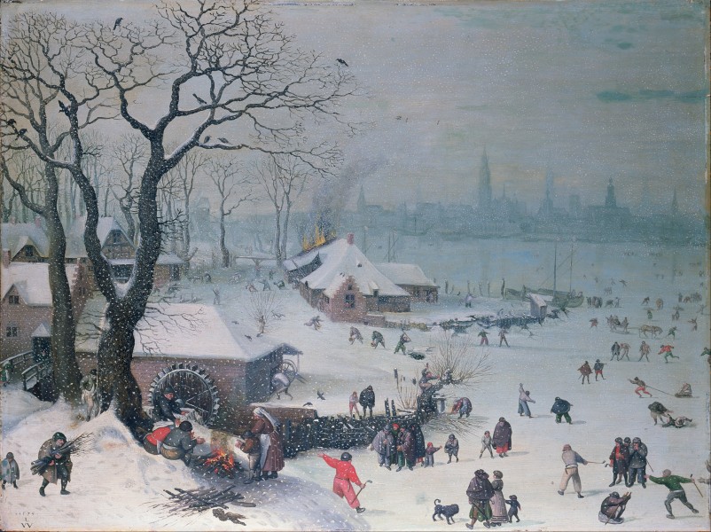 Lucas van Valckenborch - Winter Landscape with Snowfall near Antwerp - Google Art Project