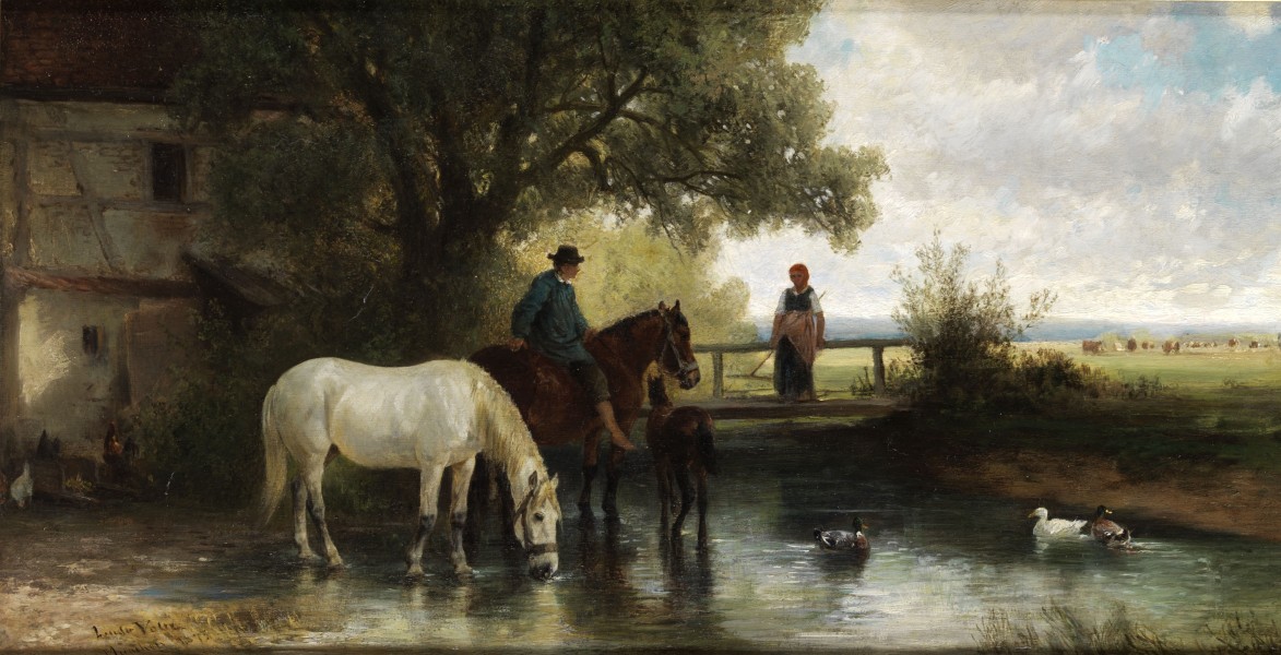 Ludwig Voltz - Pferde an der Tränke (1873)