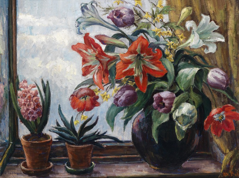 Martha Buhl Frühlingsblumen im Fenster