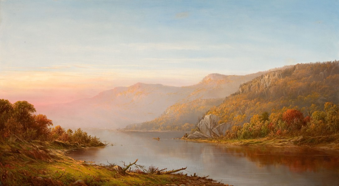 Mountain River Scene Autumn of the Hudson-Charles Wilson Knapp-1870