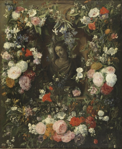 Nicolaes van Verendael - Garland surrounding the Virgin Mary