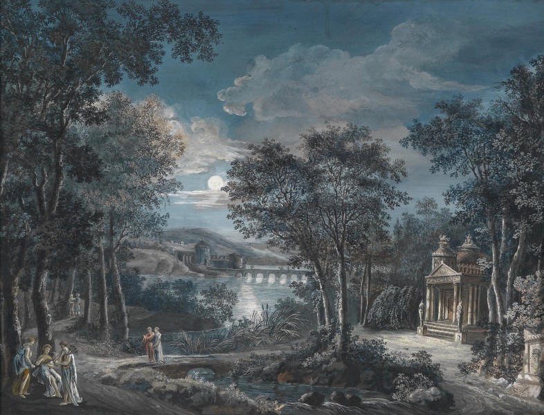 Nocturne Parklandschaft fränkisch um 1800