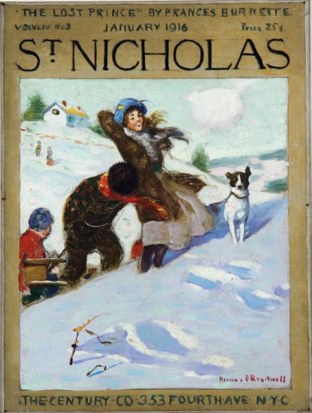 Norman Rockwell - Girl in Snow With Dog - Google Art Project
