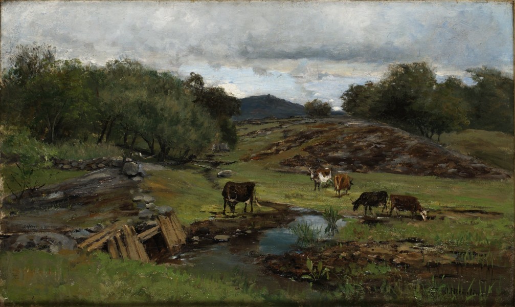 Olof Hermelin - Sommarlandskap med kor (1878)