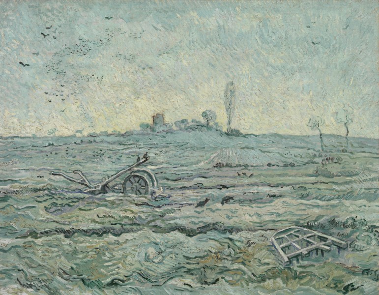 Ondergesneeuwd veld met een eg (naar Millet) - s0175V1962 - Van Gogh Museum