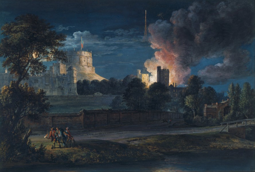 Paul Sandby - Windsor Castle from Datchet Lane on a rejoicing night, 1768 - Google Art Project