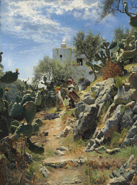 Peder Mønsted - Ved middagstid på en kaktus Plantation i Capri
