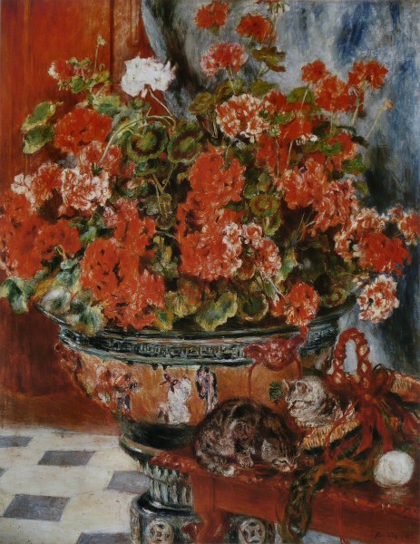 Pierre-Auguste Renoir - Fleurs et chats