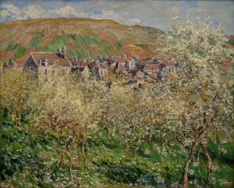 Plump trees in blossom Claude Monet
