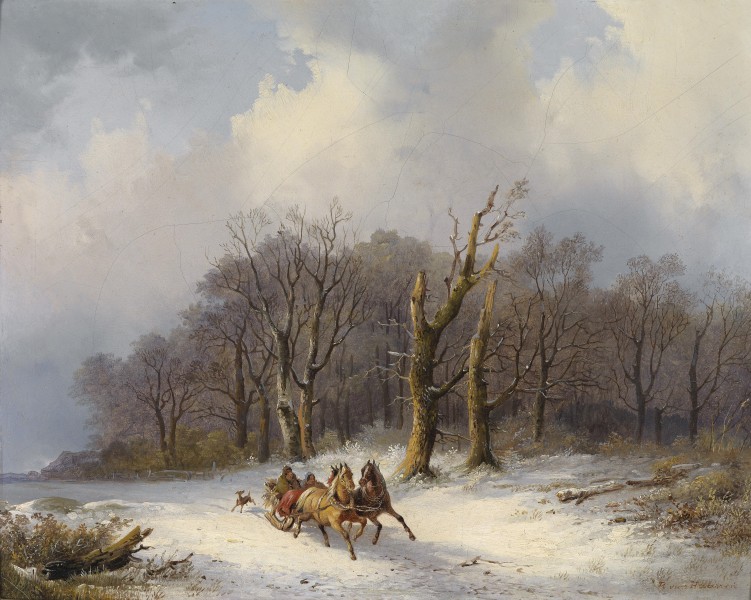 Remigius Adrianus van Haanen Winterlandschaft mit Pferdeschlitten