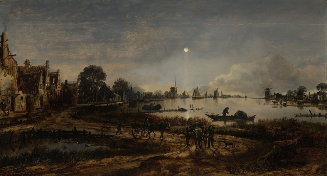 Riviergezicht bij maanlicht Rijksmuseum SK-A-3245