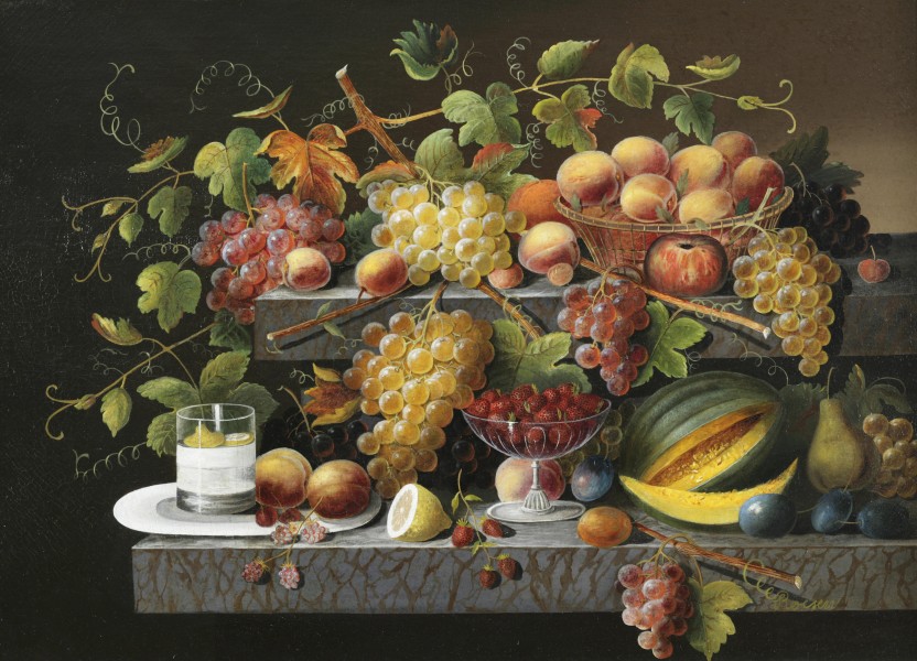 Severin Roesen - Still life of fruit