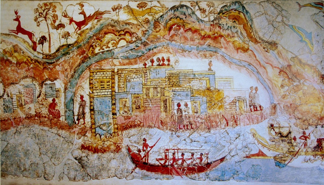 Ship procession fresco, part 1, Akrotiri, Greece