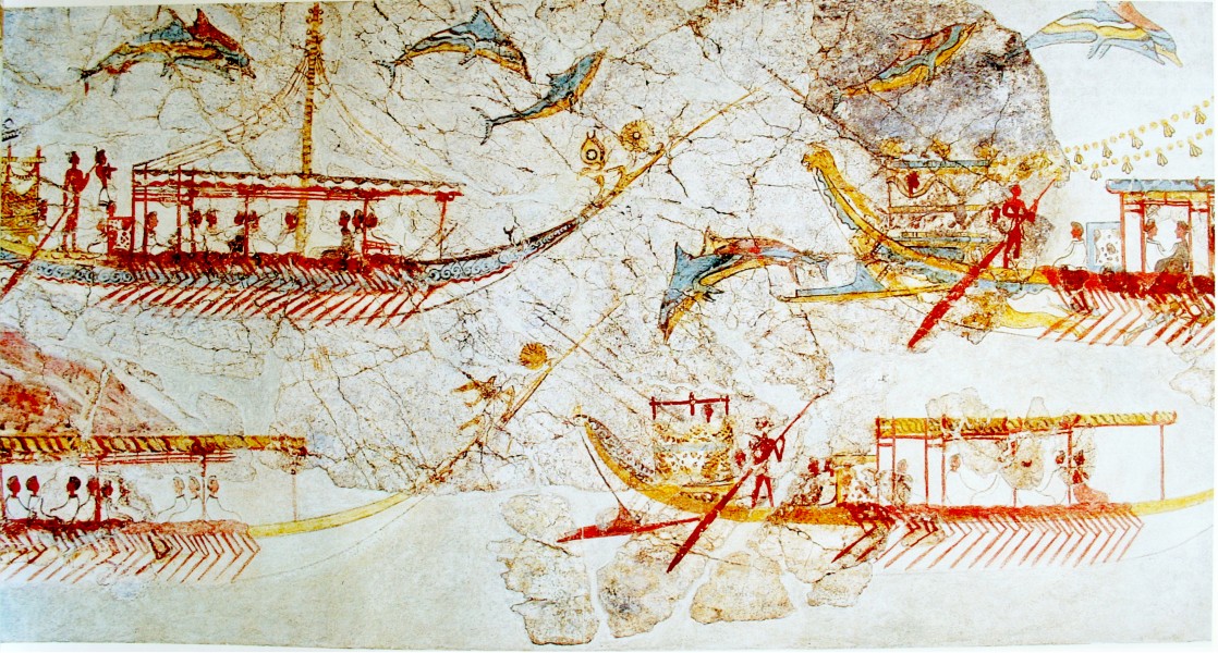 Ship procession fresco, part 2, Akrotiri, Greece