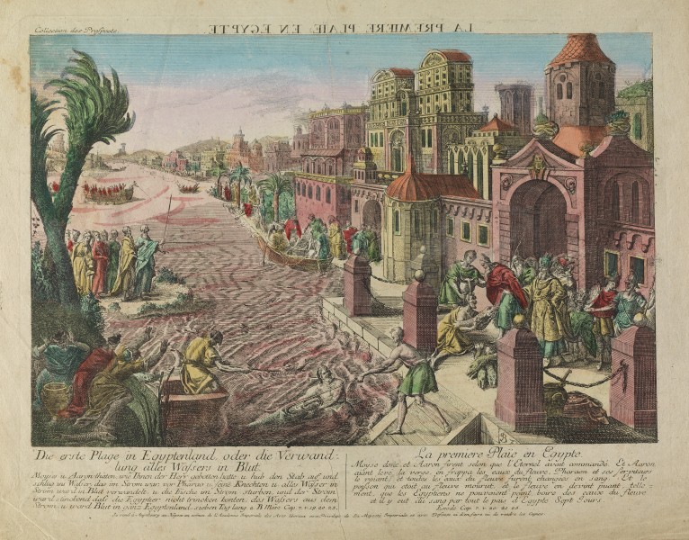 The first plague in Egypt, rivers turned to blood. Wellcome V0010560
