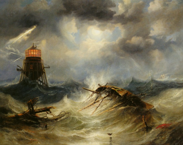The Irwin Lighthouse, Storm Raging by John Wilson Carmichael