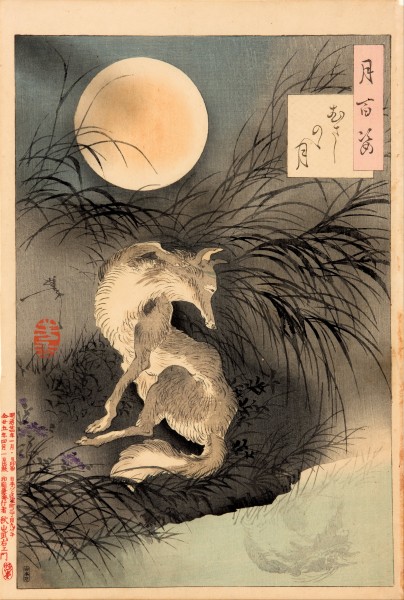 Tsukioka Yoshitoshi - The moon on Musashi Plain (Musashino no tsuki) - from the series 'One hundred aspects of the moon (T... - Google Art Project