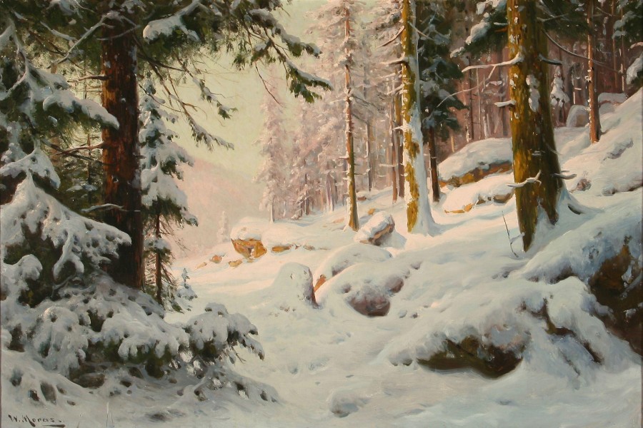 Walter Moras - Waldszene zur Winterszeit