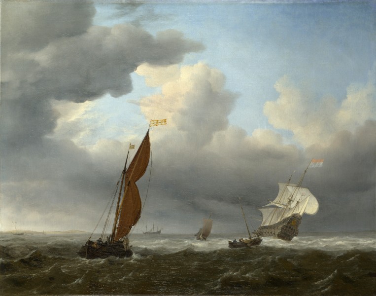 Willem van de Velde II - A Dutch Ship and Other Small Vessels in a Strong Breeze