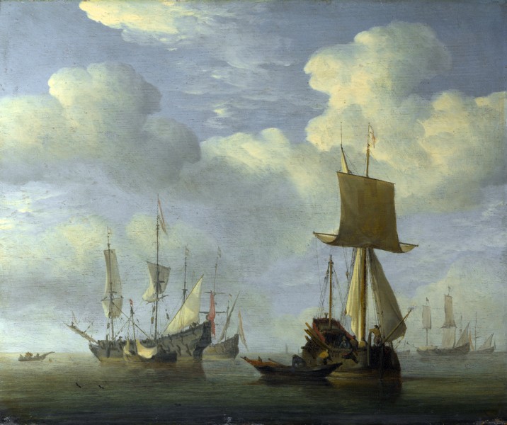 Willem van de Velde II - An English Vessel and Dutch Ships Becalmed
