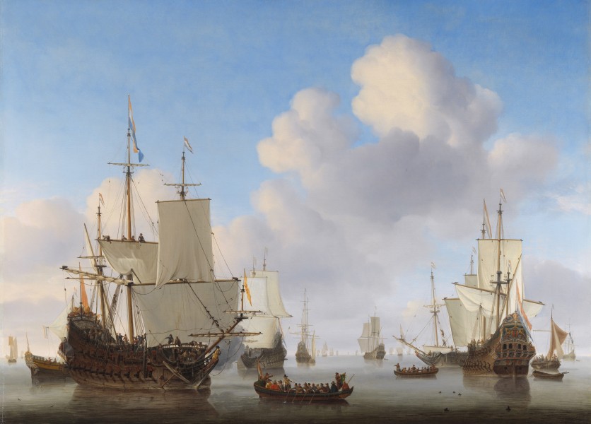 Willem van de Velde II - Dutch men-o'-war and other shipping in a calm