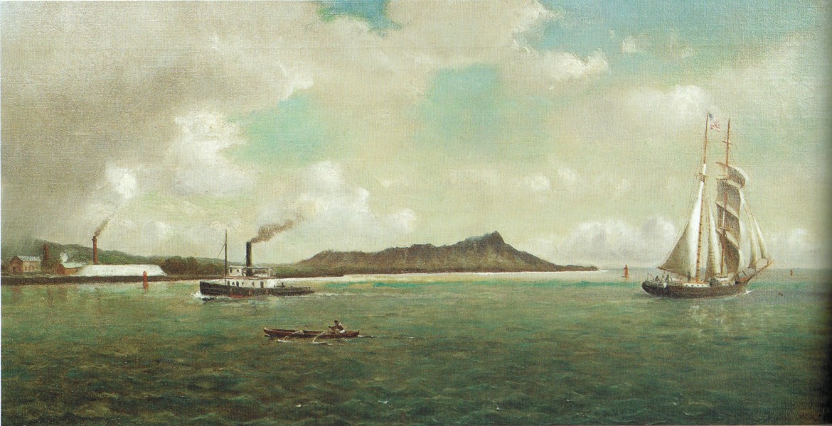 William Alexander Coulter - 'Entrance to Honolulu Harbor', oil on canvas, c. 1882