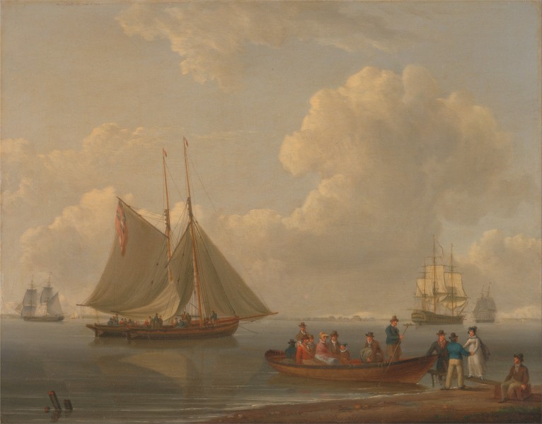 William Anderson - A Wherry Taking Passengers out to Two Anchored Packets - Google Art Project