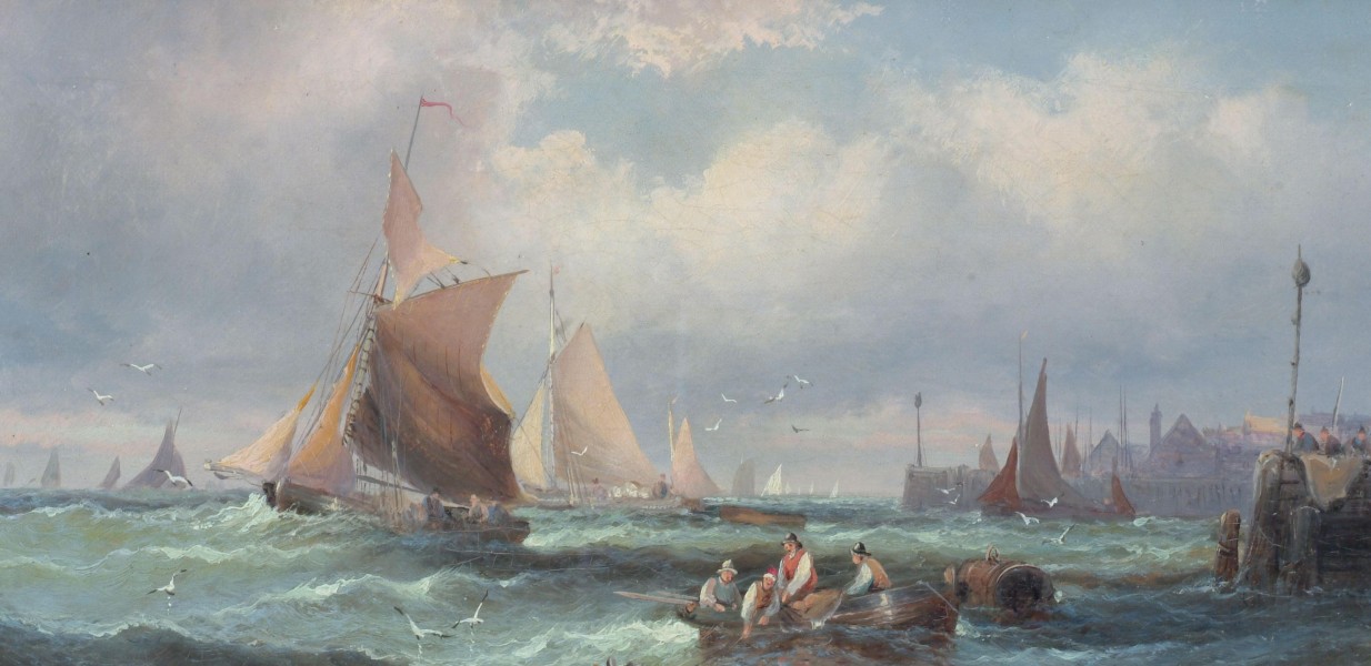 William Anslow Thornley - Fishing boats off a harbour, and another similar (II)