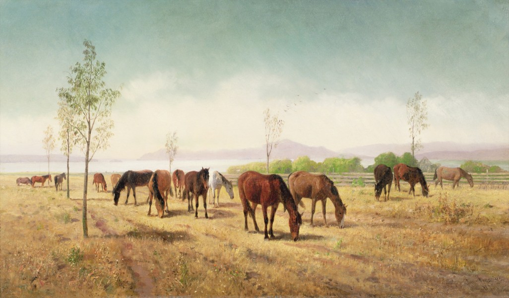 William Hahn - Horses Grazing, Berkeley, 1875
