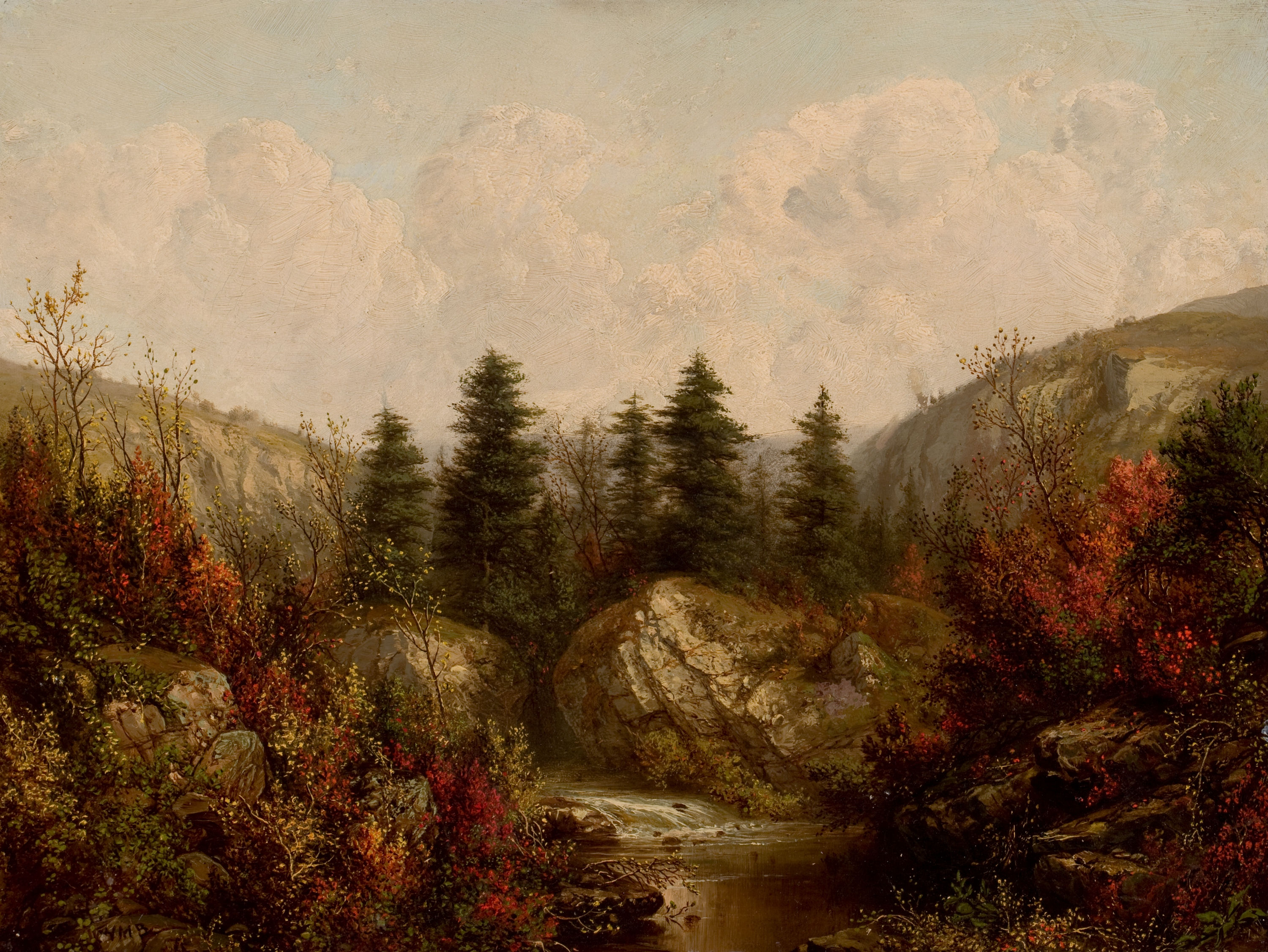 River through an Autumn Forest-William Mason Brown