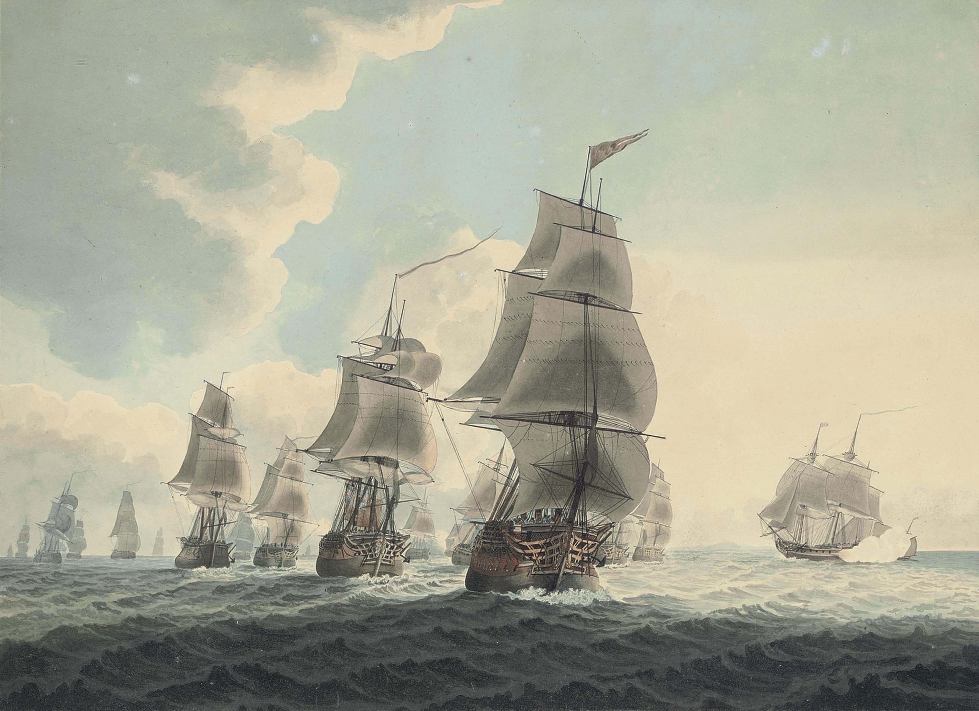 Samuel Atkins - A squadron of the royal navy running down