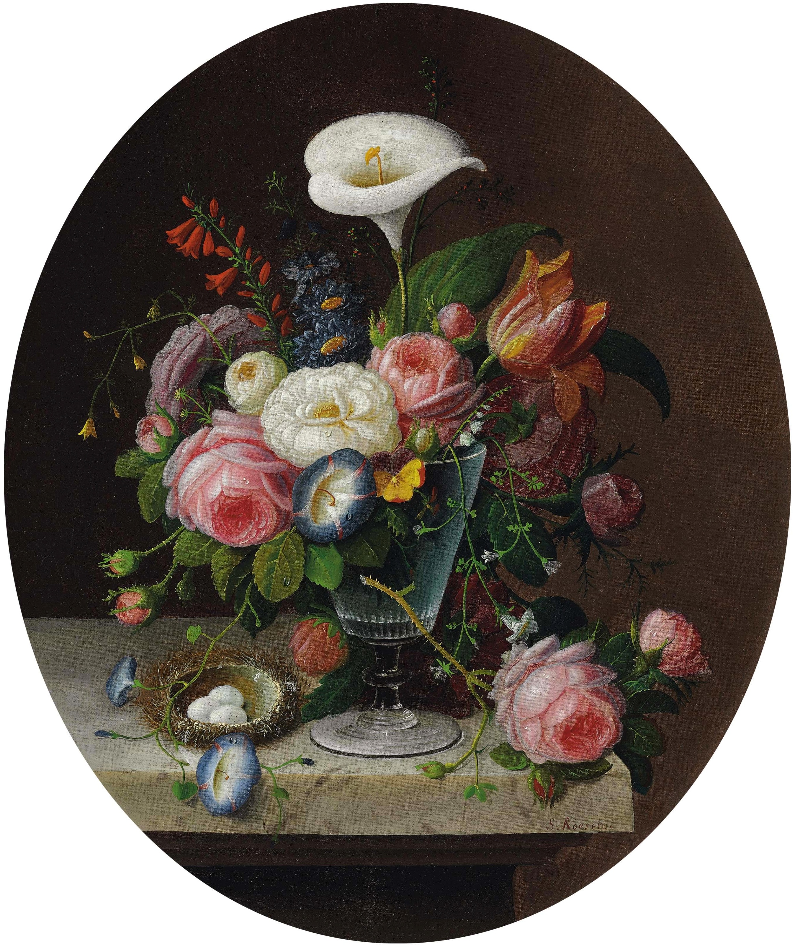 Severin Roesen - Flowers in a Crystal Vase