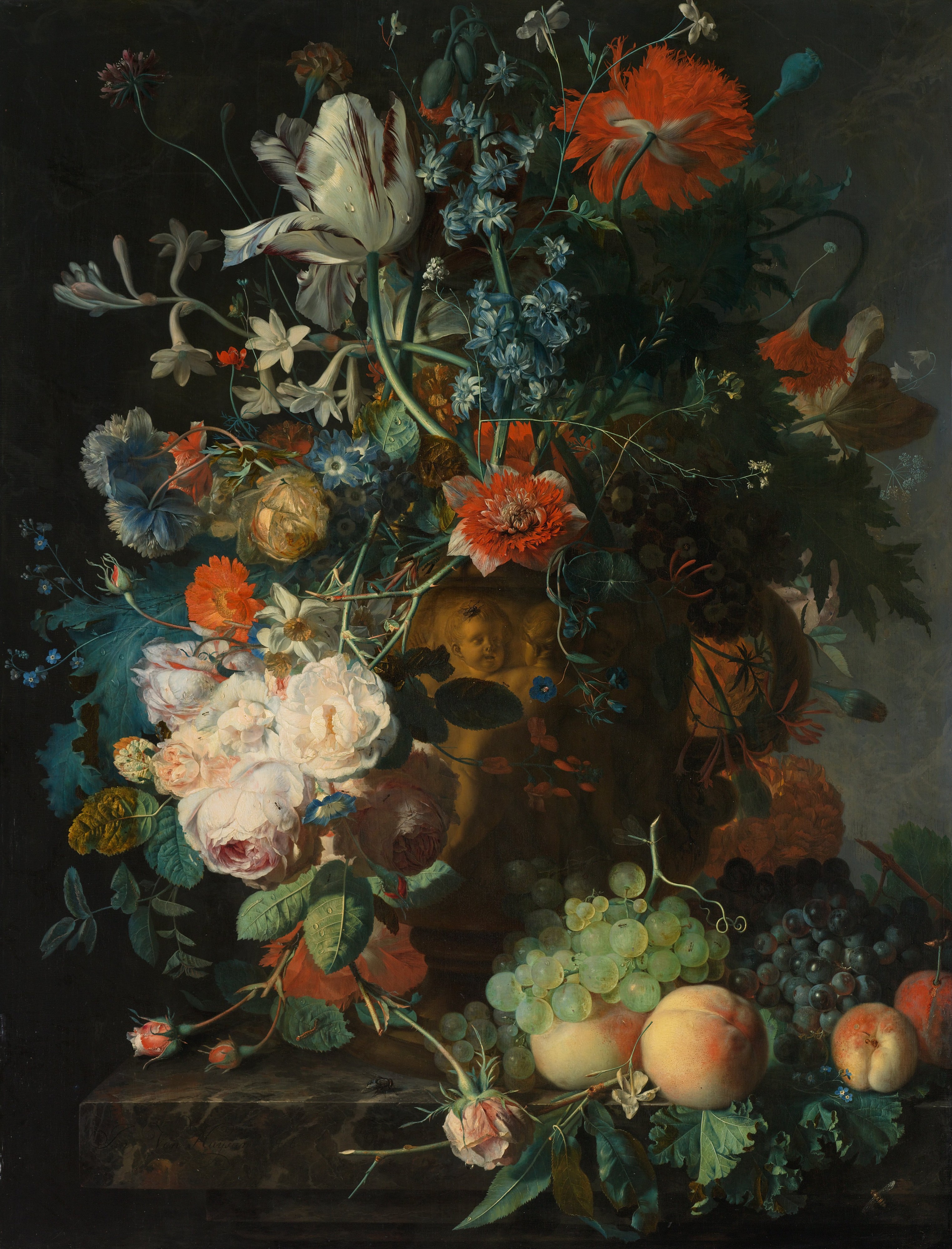Jan van Huysum - Stilleven met bloemen en vruchten - Google Art Project