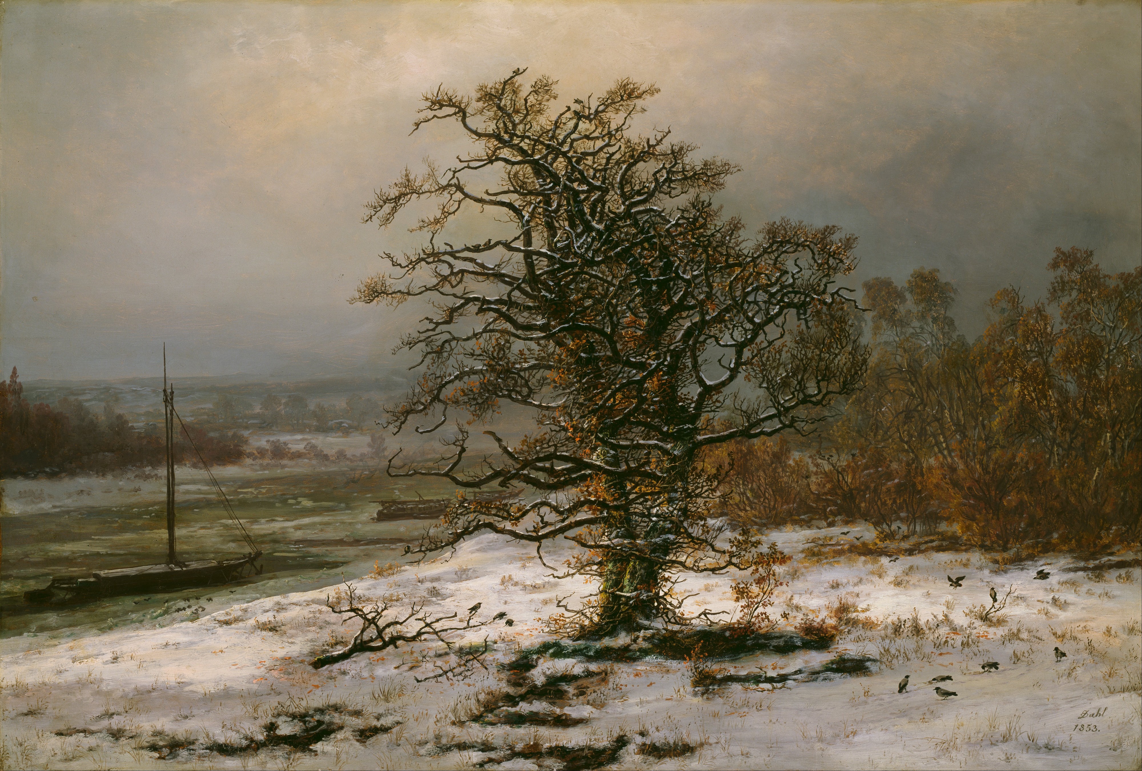 Johan Christian Dahl - Oak Tree by the Elbe in Winter - Google Art Project